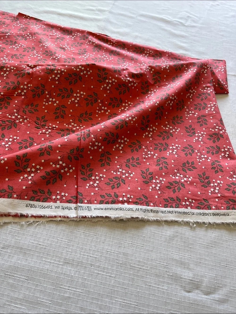 Emma & Mila Floral Sprig Red Cotton Fabric